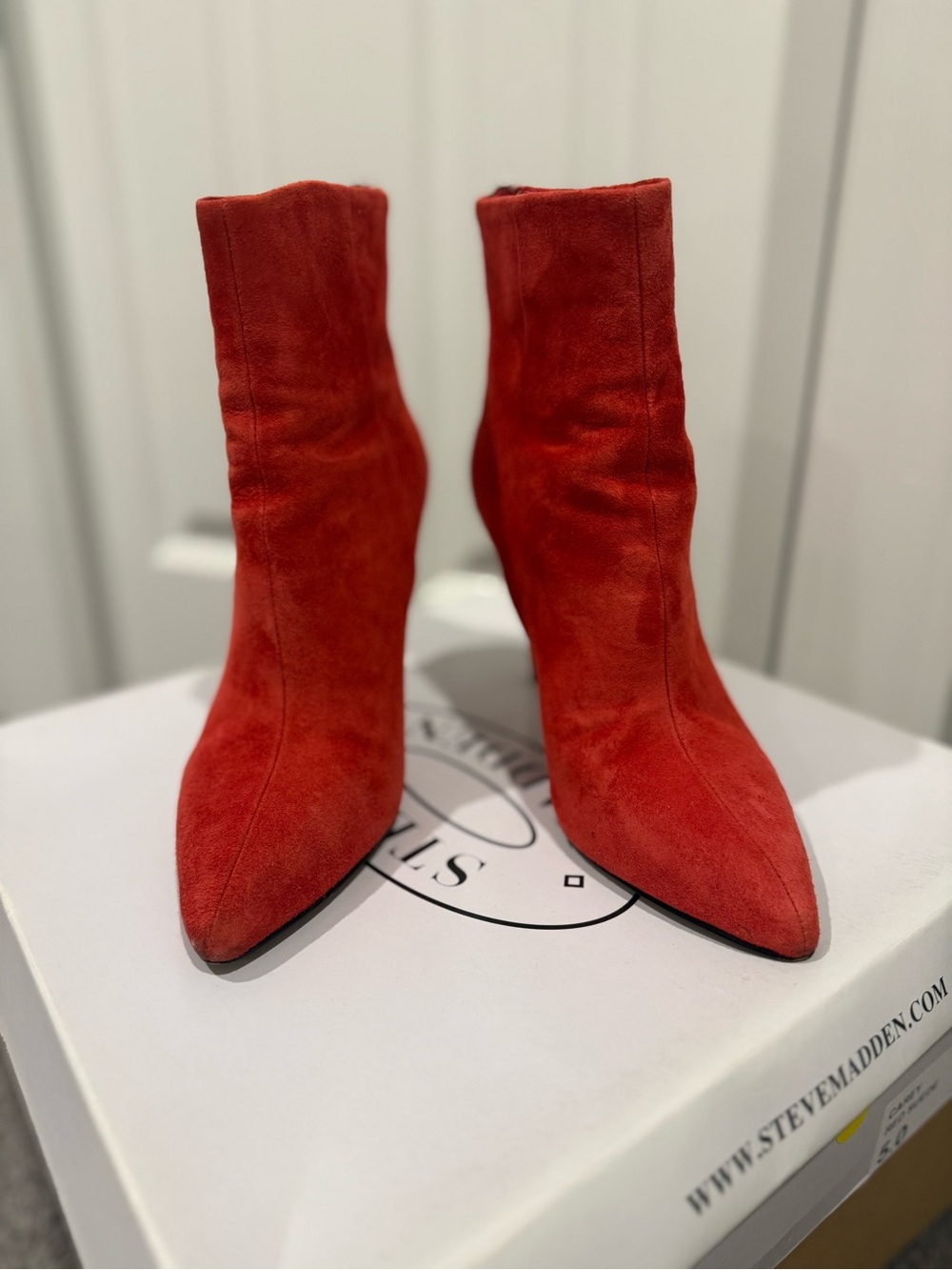 Steve Madden Red Suede Pointed Ankle Booties